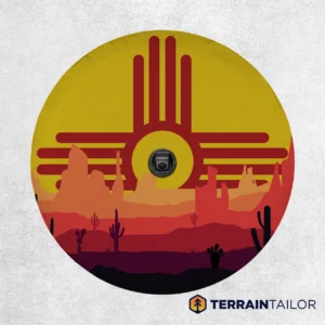 New Mexico Flag Desert Landscape Spare Tire Cover