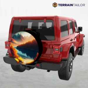 Painted Mountain River Landscape Spare Tire Cover