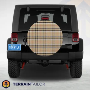 Classic Tan Plaid Spare Tire Cover
