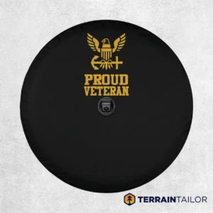Proud Navy Veteran Spare Tire Cover (Compact Emblem)