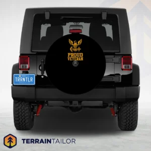 Proud Navy Veteran Spare Tire Cover (Compact Emblem)