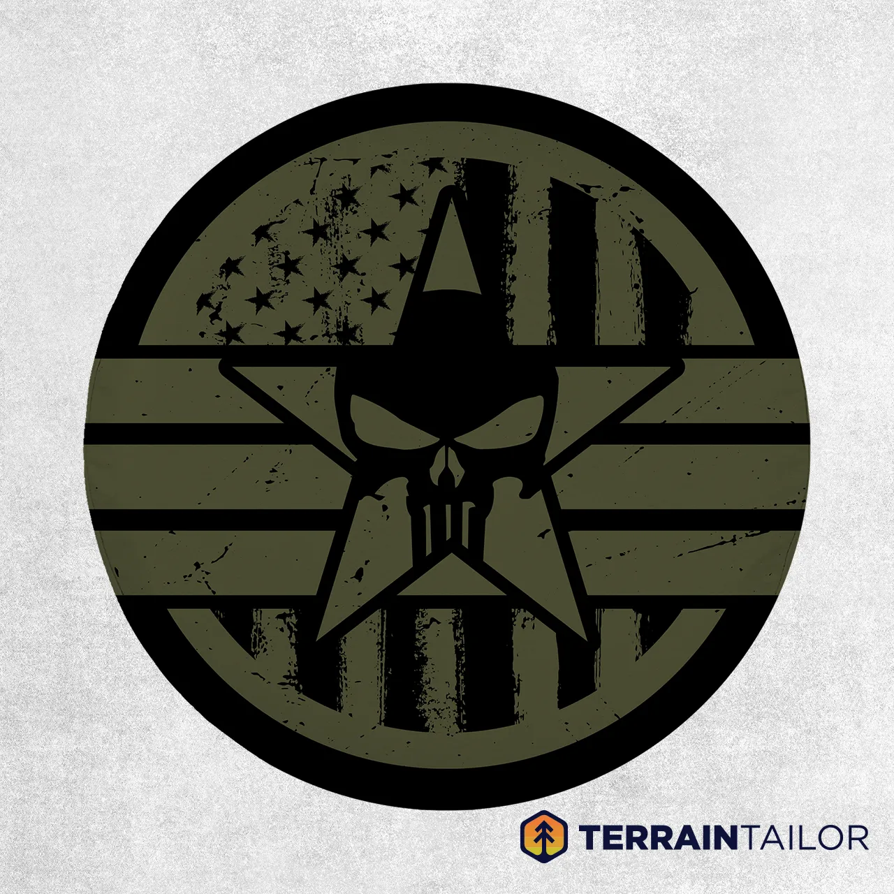 Punisher Skull Tactical Skull Star Flag Spare Tire Cover