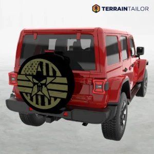 Punisher Skull Tactical Skull Star Flag Spare Tire Cover