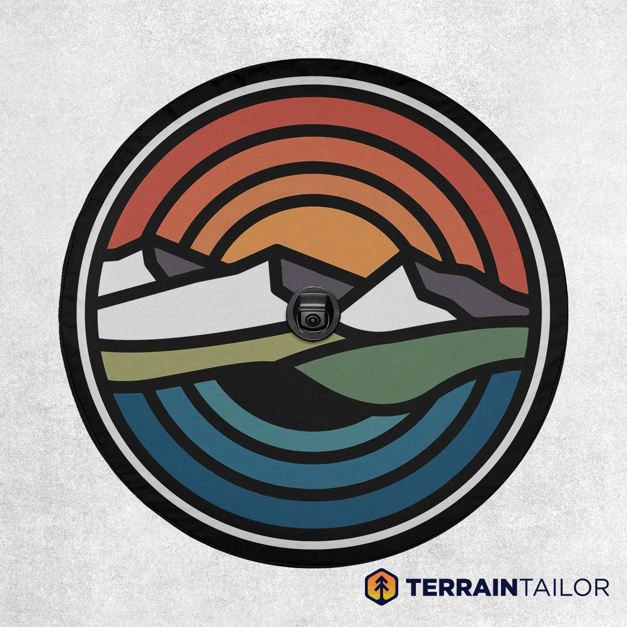 Retro Mountain Landscape Spare Tire Cover