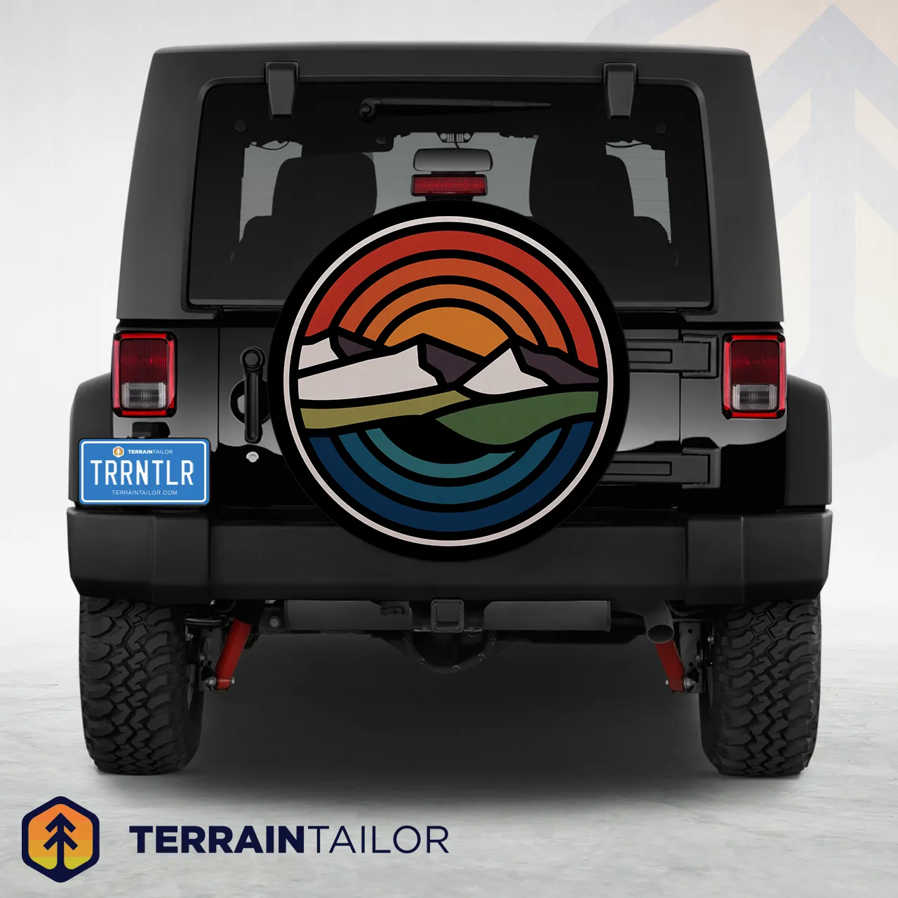 Retro Mountain Landscape Spare Tire Cover