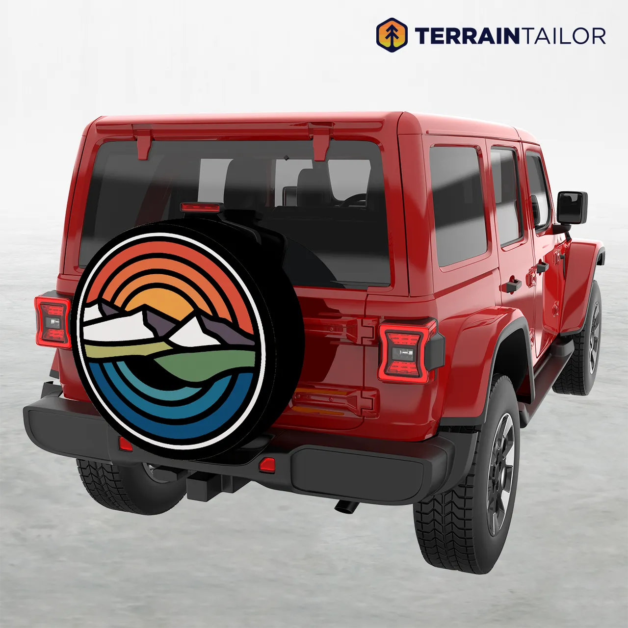 Retro Mountain Landscape Spare Tire Cover