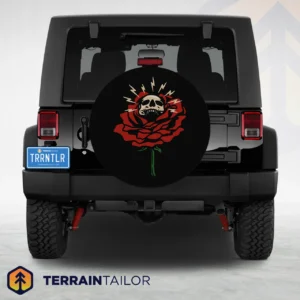 Rose & Skull Lightning Tire Cover