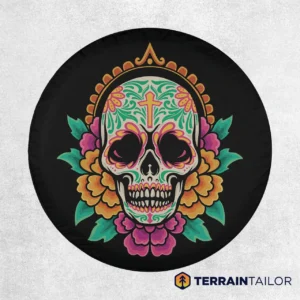 Floral Sugar Skull Spare Tire Cover