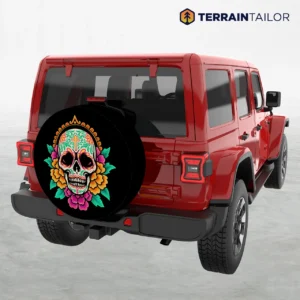Floral Sugar Skull Spare Tire Cover