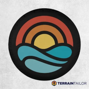 Retro Sunset Waves Spare Tire Cover