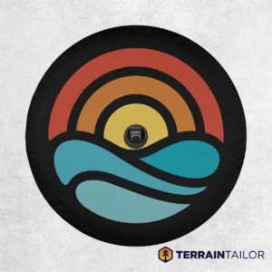 Retro Sunset Waves Spare Tire Cover