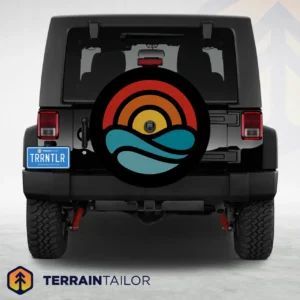 Retro Sunset Waves Spare Tire Cover