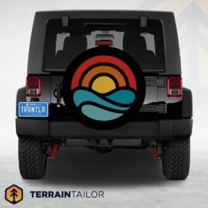 Retro Sunset Waves Spare Tire Cover