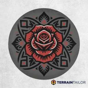 Geometric Tattoo Rose Spare Tire Cover