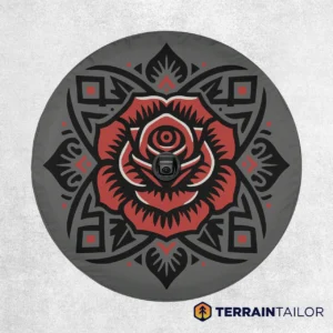 Geometric Tattoo Rose Spare Tire Cover