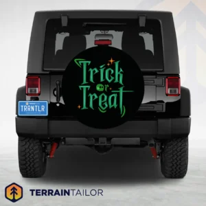 Trick or Treat Halloween Typography Spare Tire Cover