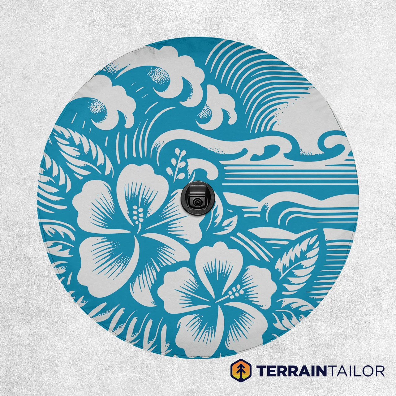 Tropical Hibiscus Waves Spare Tire Cover