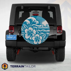 Tropical Hibiscus Waves Spare Tire Cover