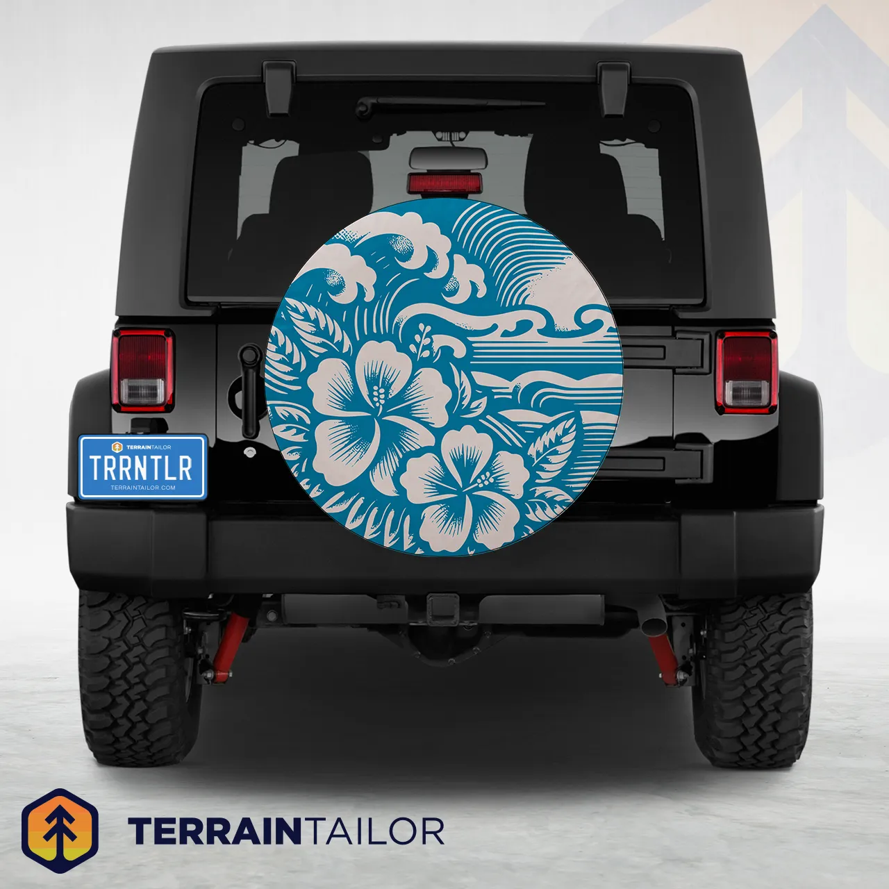 Tropical Hibiscus Waves Spare Tire Cover