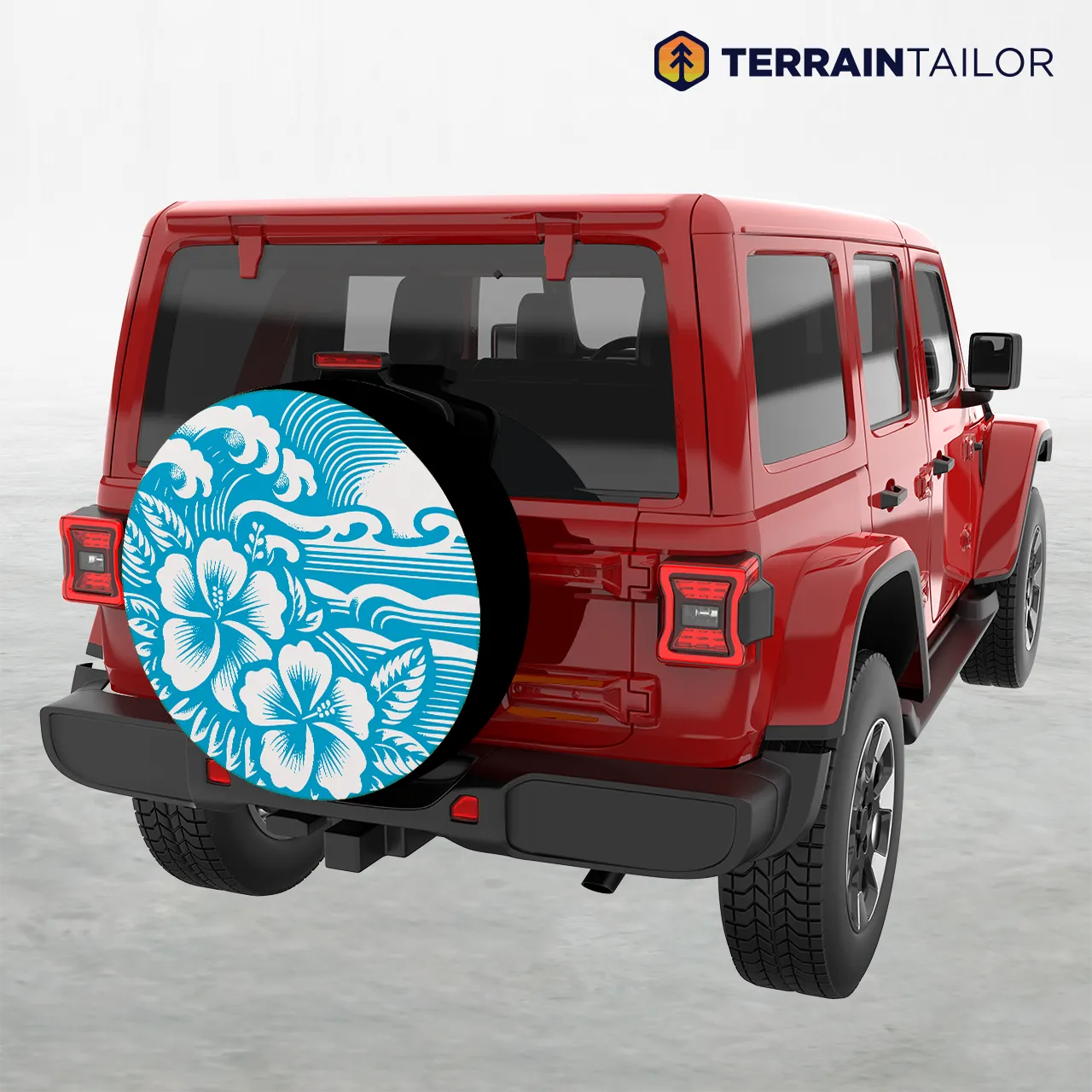 Tropical Hibiscus Waves Spare Tire Cover