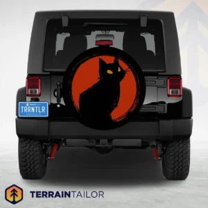 Vintage Black Cat Silhouette Spare Tire Cover