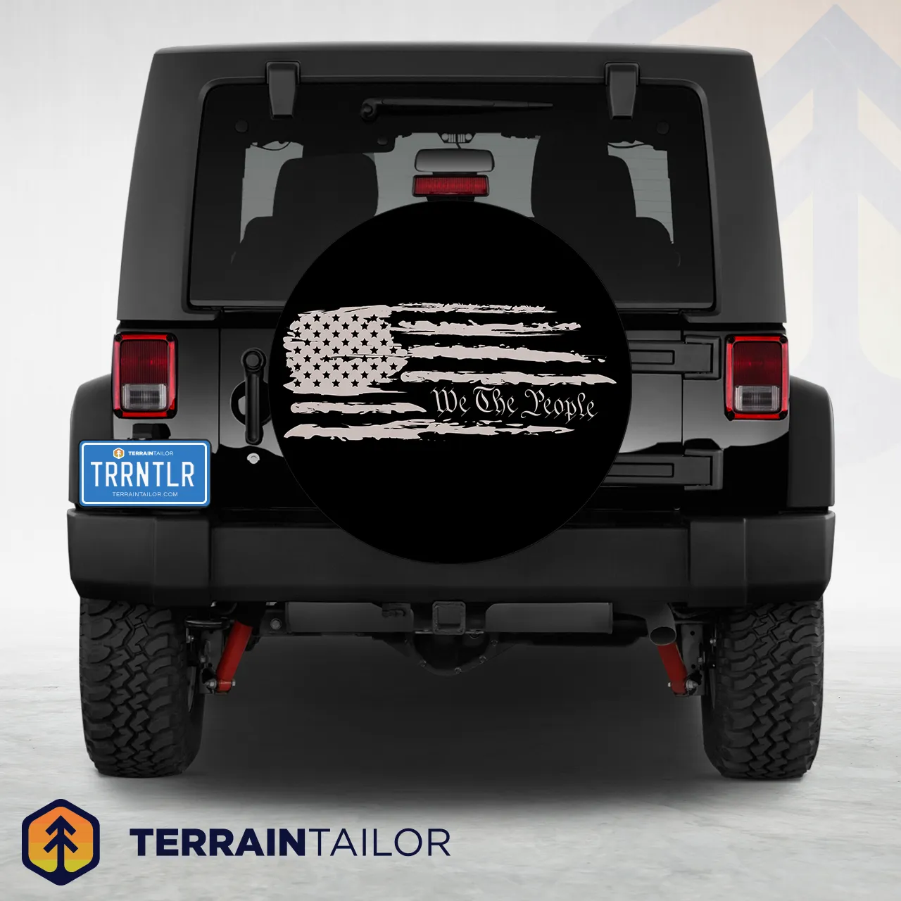 We The People Distressed American Flag Spare Tire Cover