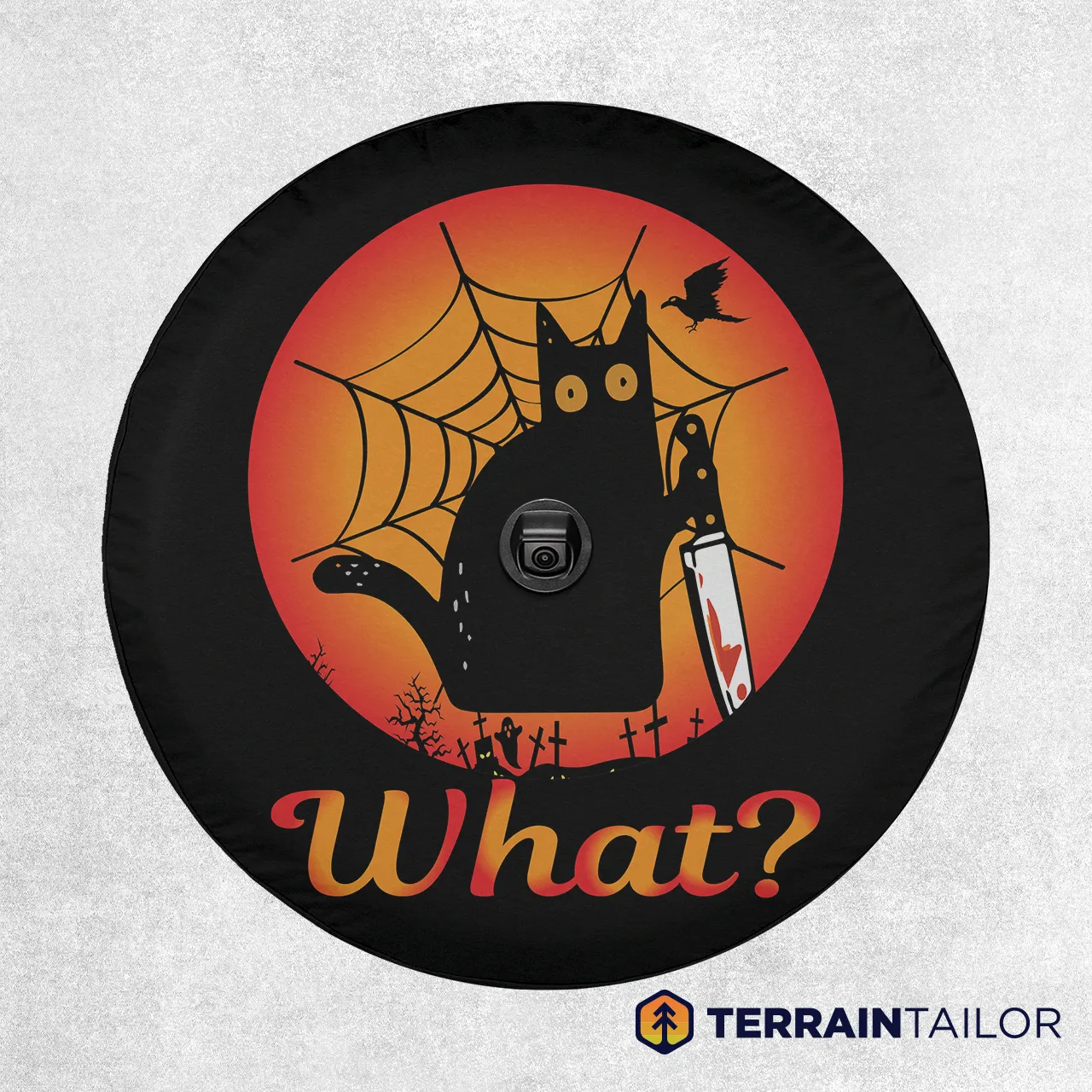 "What?" Halloween Cat Spare Tire Cover