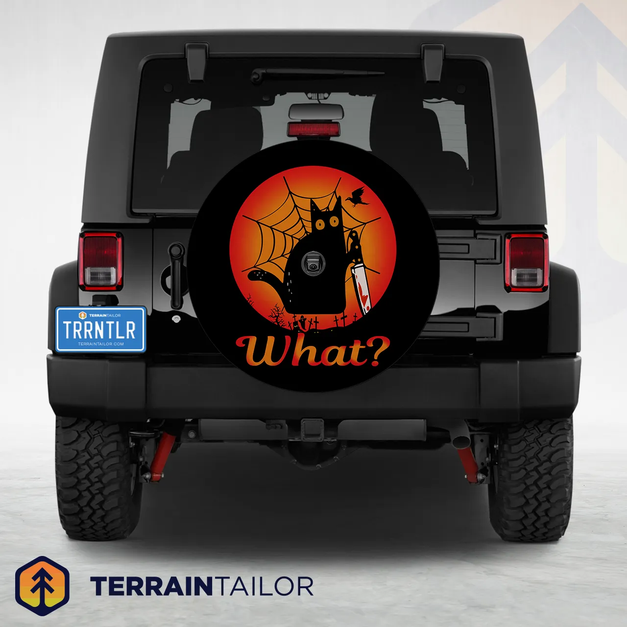 "What?" Halloween Cat Spare Tire Cover