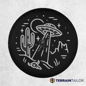 Desert UFO Line Art Spare Tire Cover