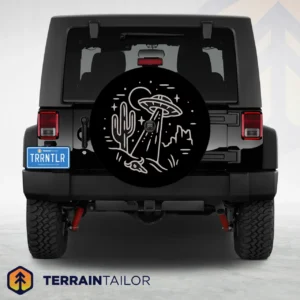 Desert UFO Line Art Spare Tire Cover