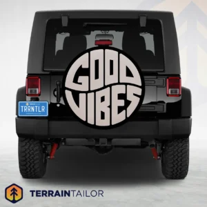Good Vibes Typographic Spare Tire Cover