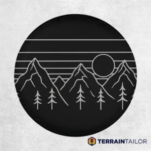 Minimal Mountain Line Art Spare Tire Cover